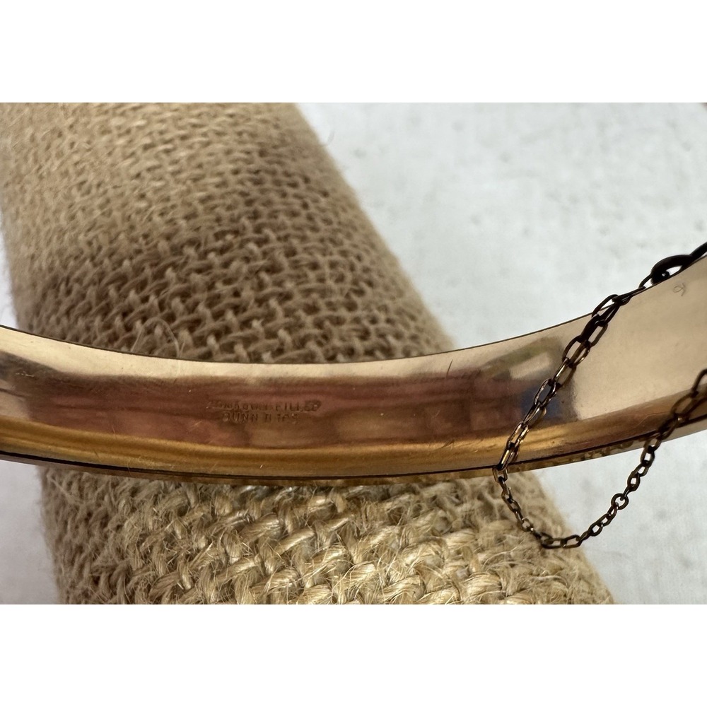 Vtg 10k Gold Filled Black Enamel Hinged Bangle Dunn Bros Floral Bracelet 15g - Picture 6 of 15
